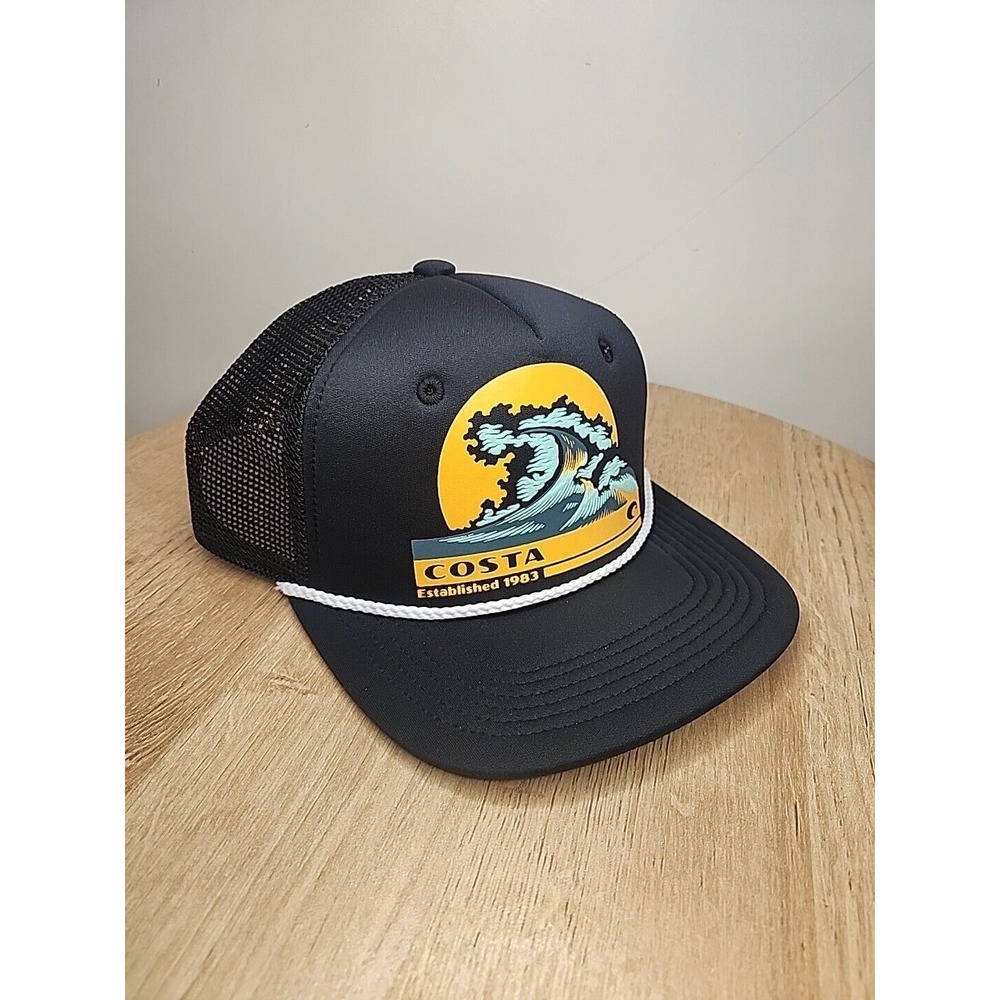Costa 83 Hat Rad Wave Over Sunrise Black Foam‎ Mesh Roped Trucker Snapback Cap